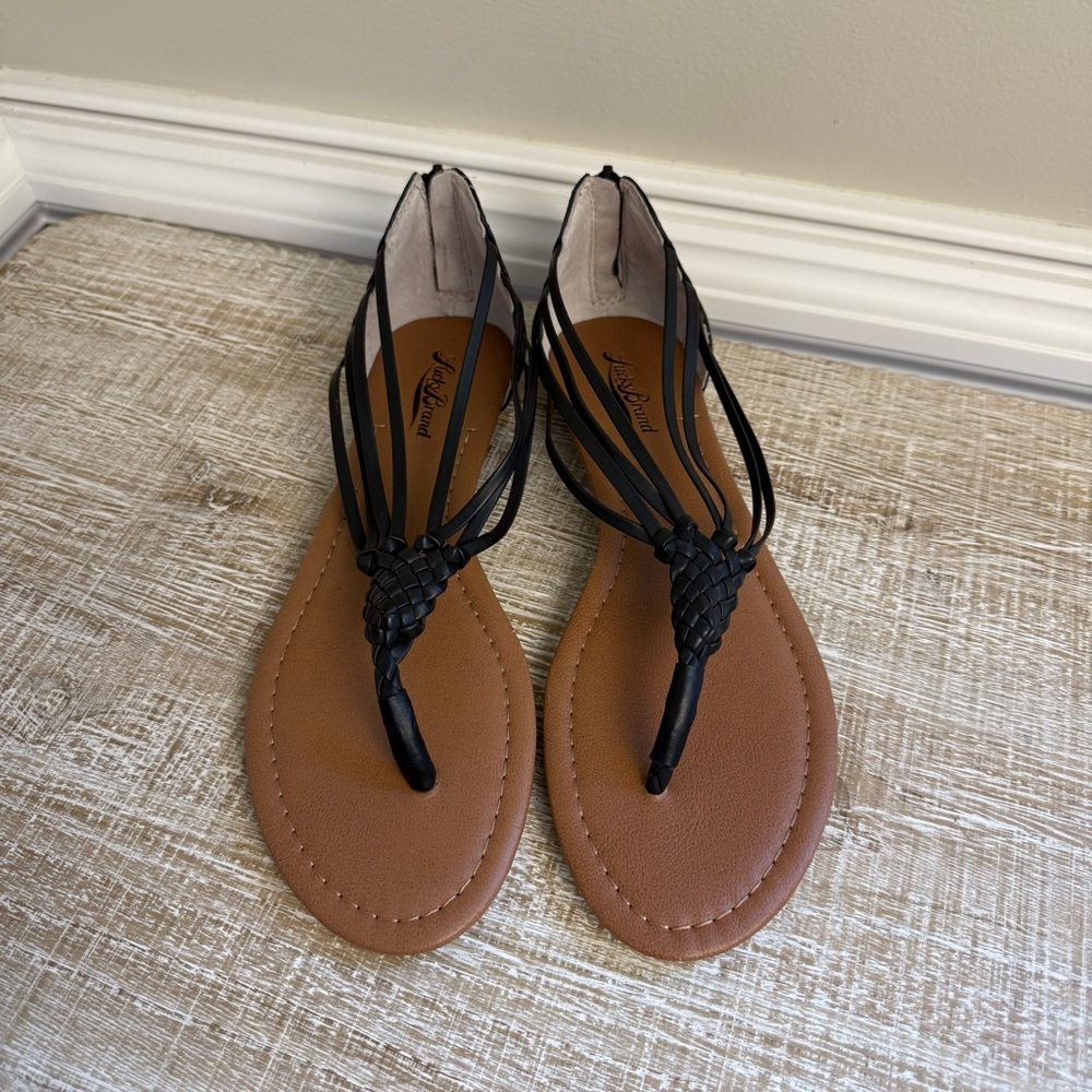 Lucky Brand Black and Brown Thong Sandals